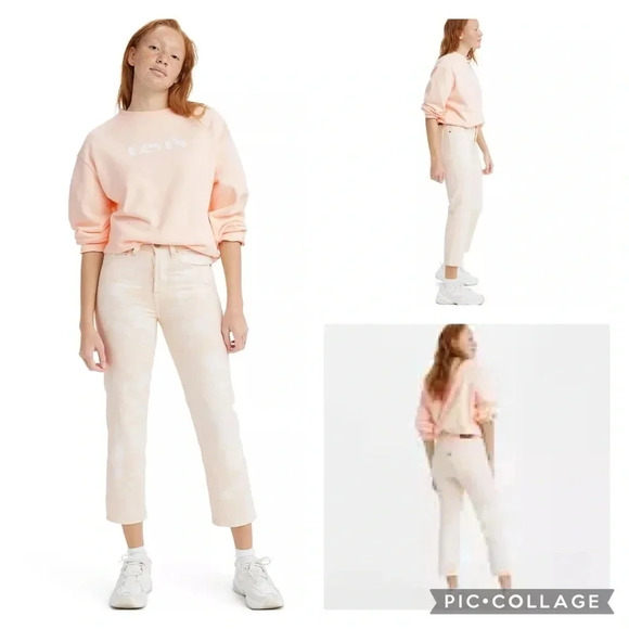 Rare Levi’s WEDGIE STRAIGHT FIT WOMEN'S In the Peach 🍑 Jeans Women’s size 27 - Picture 1 of 16